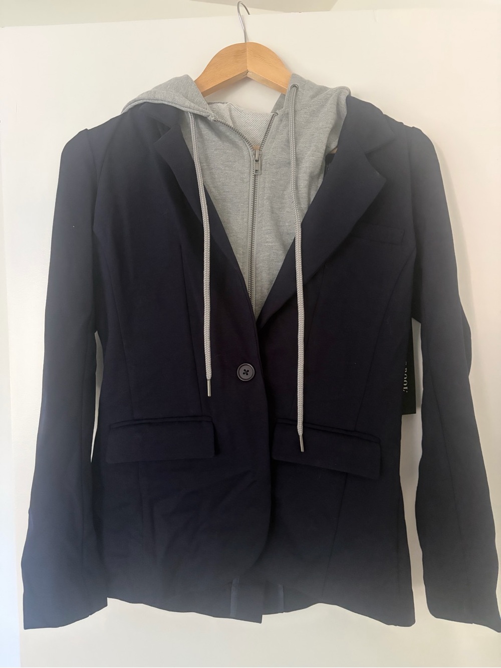 Liverpool Jeans Company Navy Blazer with Gray Hooded Insert